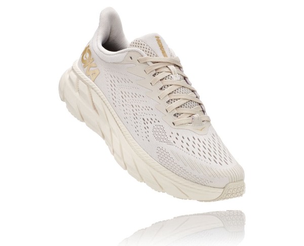 Hoka One One Clifton 7 Womens UK - Beige Road Running Shoes - USEIJ8439